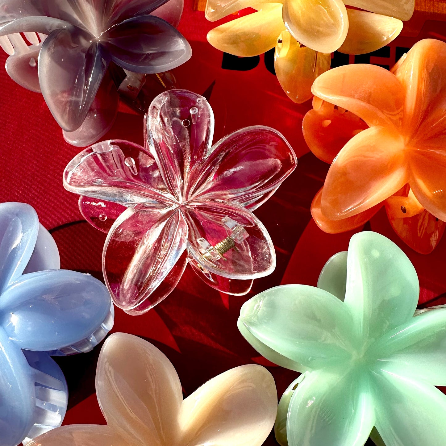 Pastel Hibiscus Claw Hair Clips