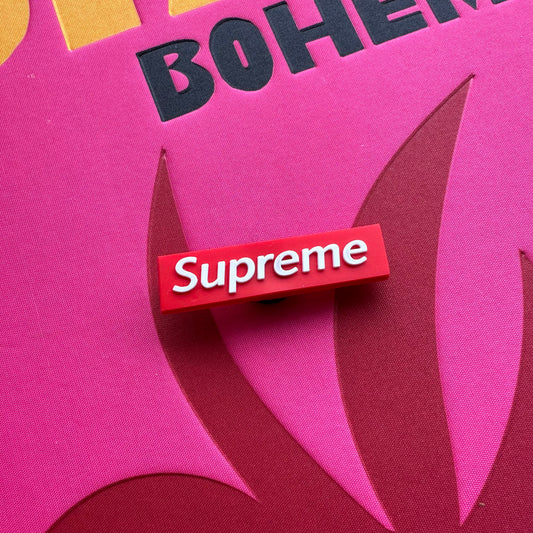 Red Supreme Logo Croc Charm