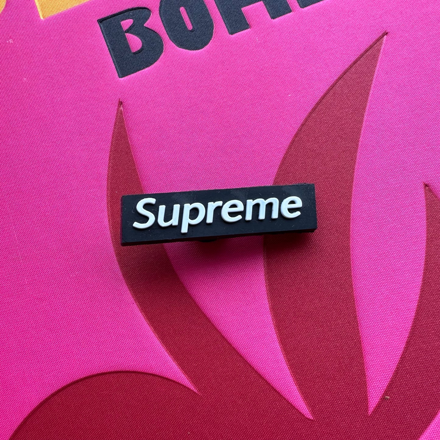 Black Supreme Logo Croc Charm