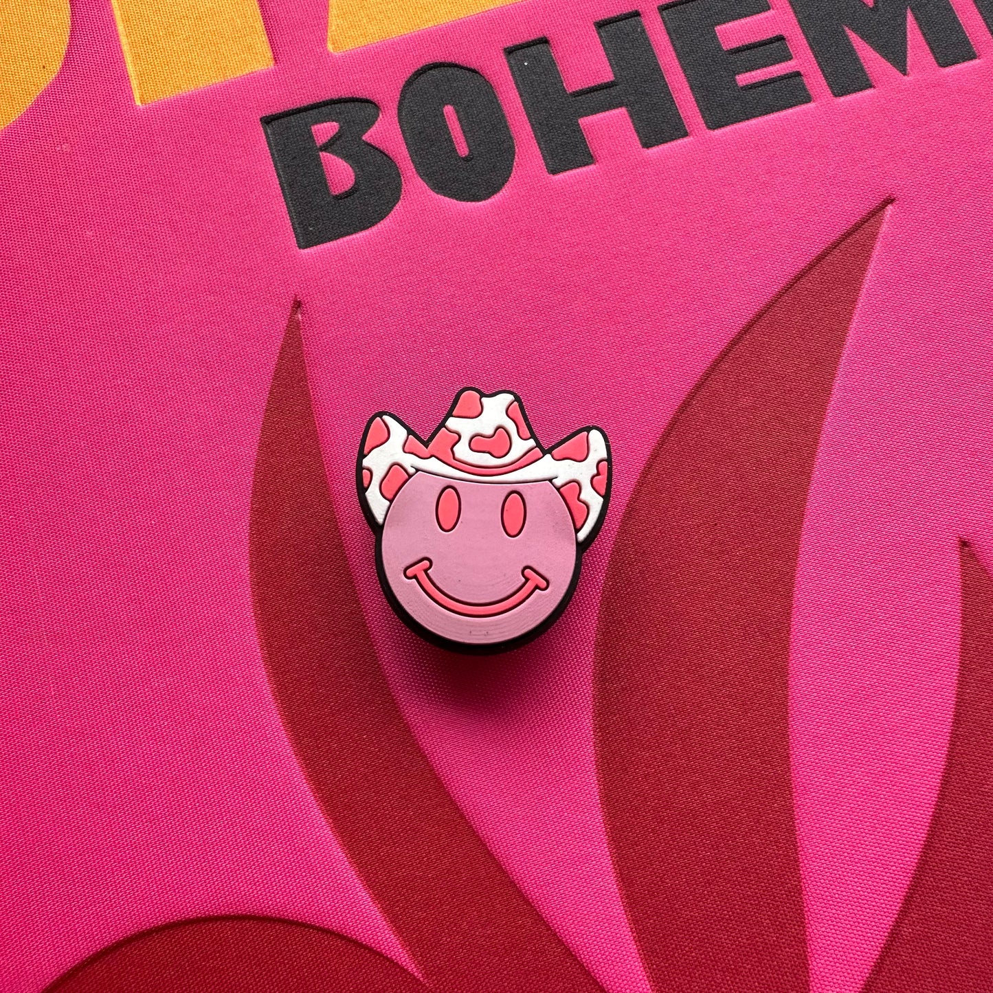 Pink Cowgirl Smiley Croc Charm