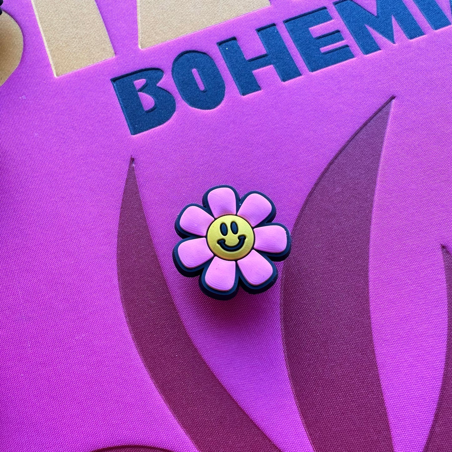 Pink Smiley Flower Croc Charm