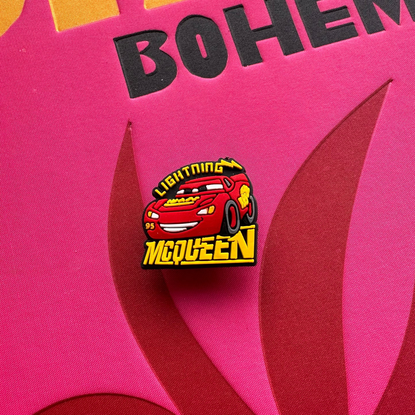 Lightning McQueen Text Croc Charm