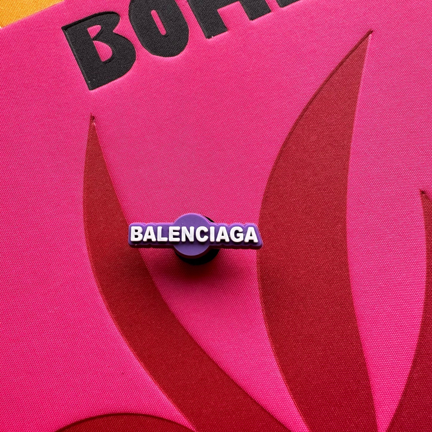 Purple Balenciaga Logo Croc Charm