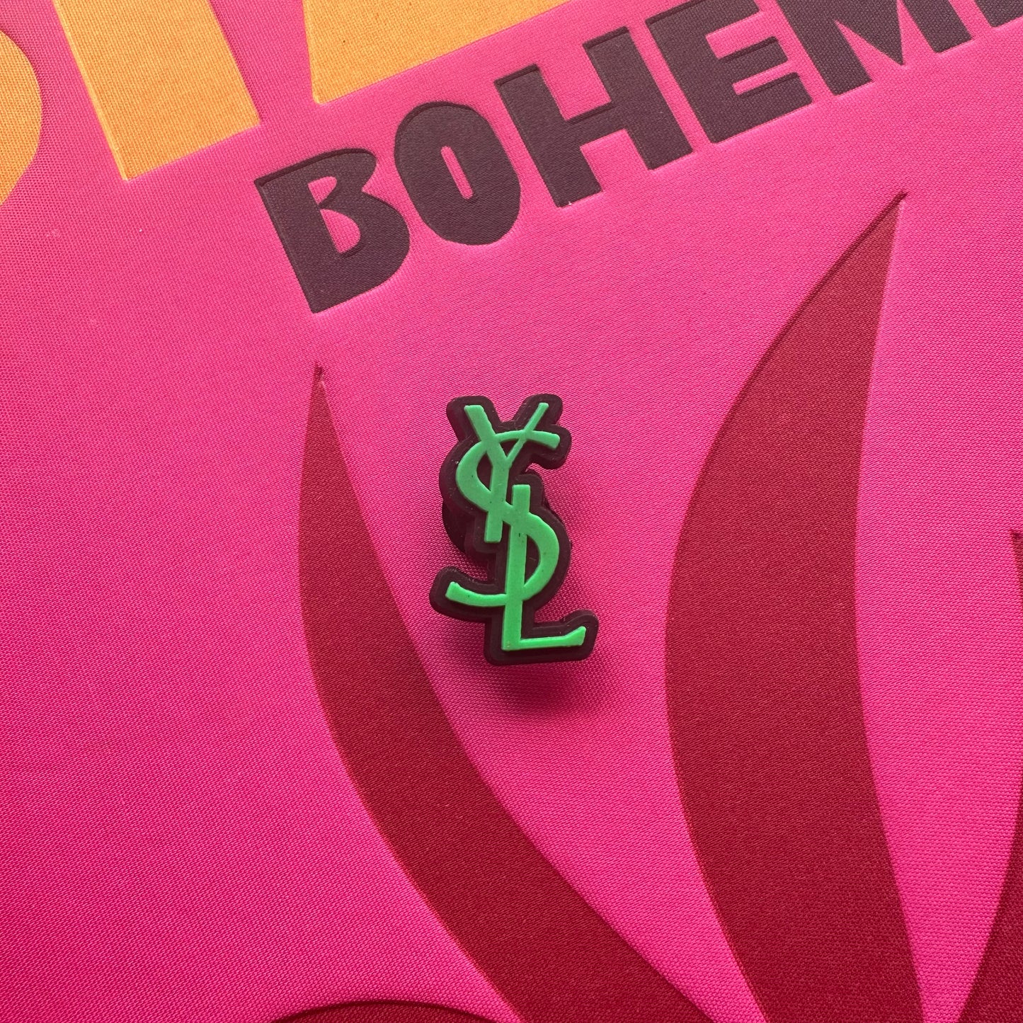 Green YSL Logo Croc Charm