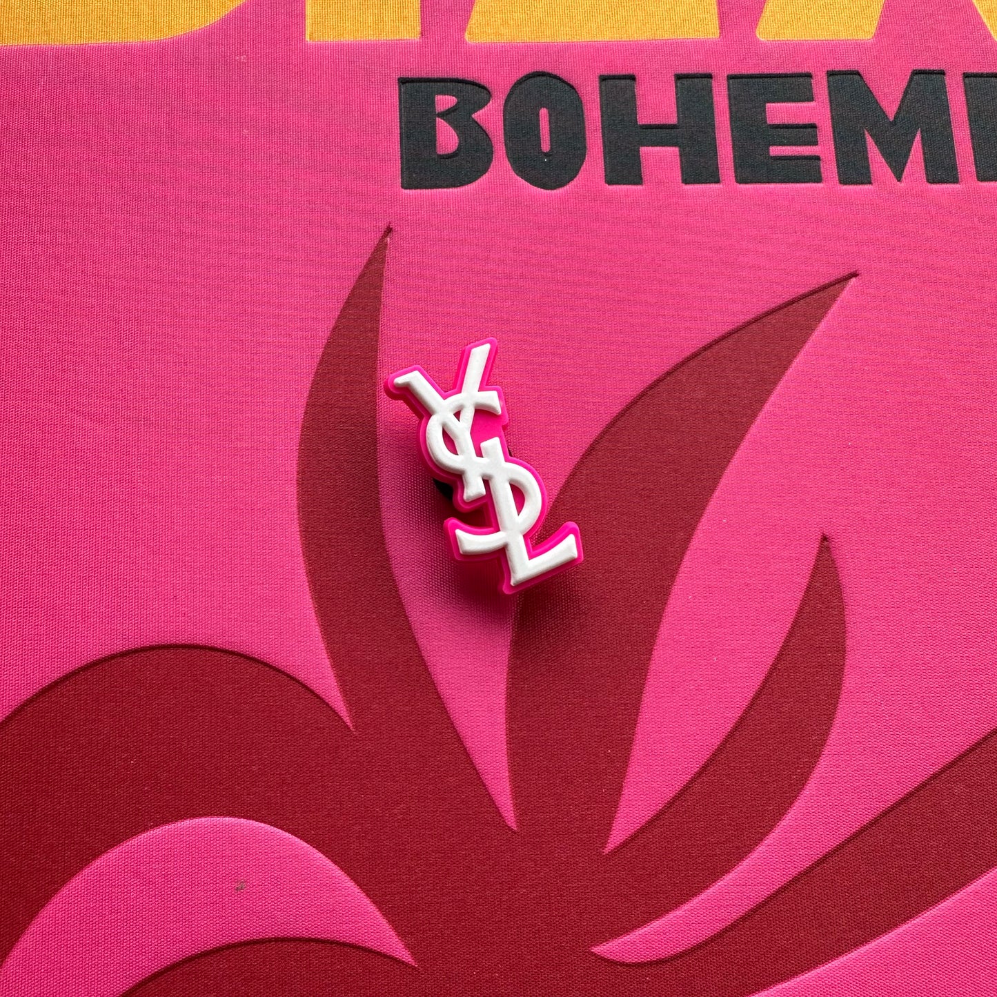 Hot Pink YSL Logo Croc Charm