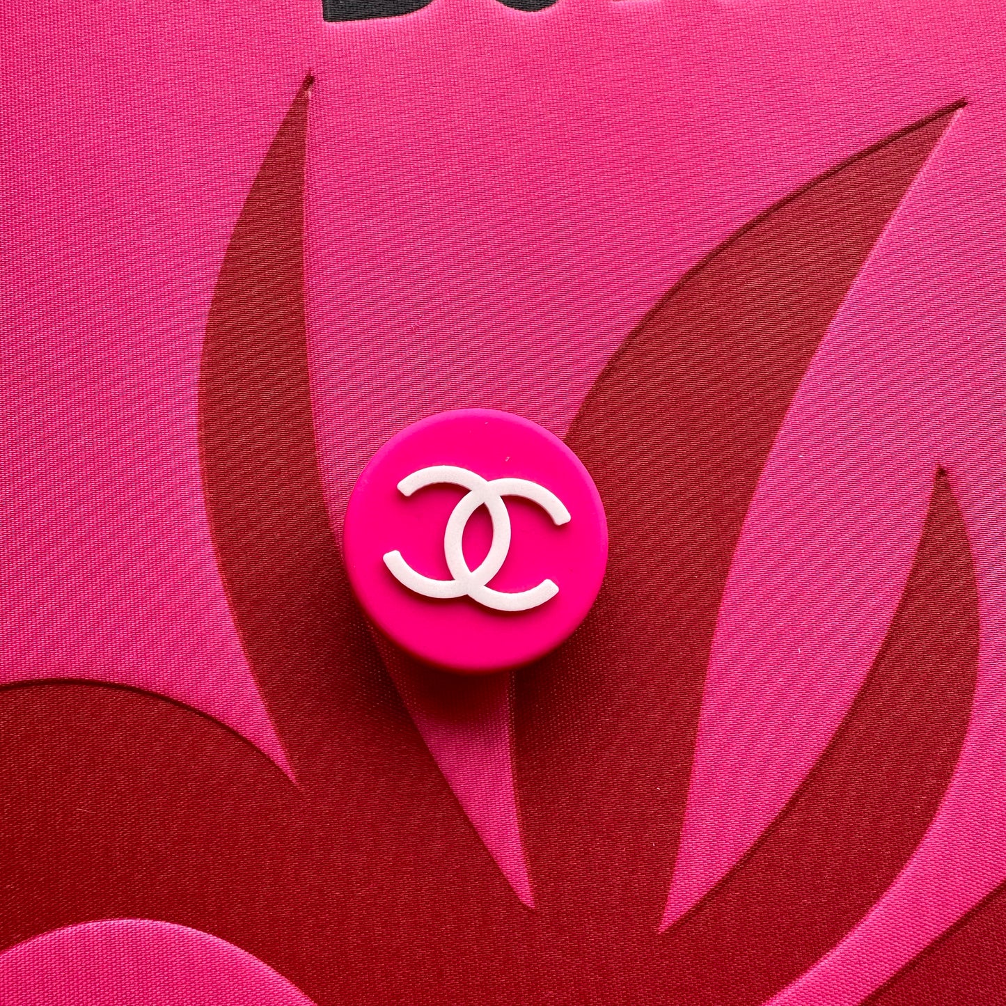 Hot Pink Chanel Circle Logo Croc Charm