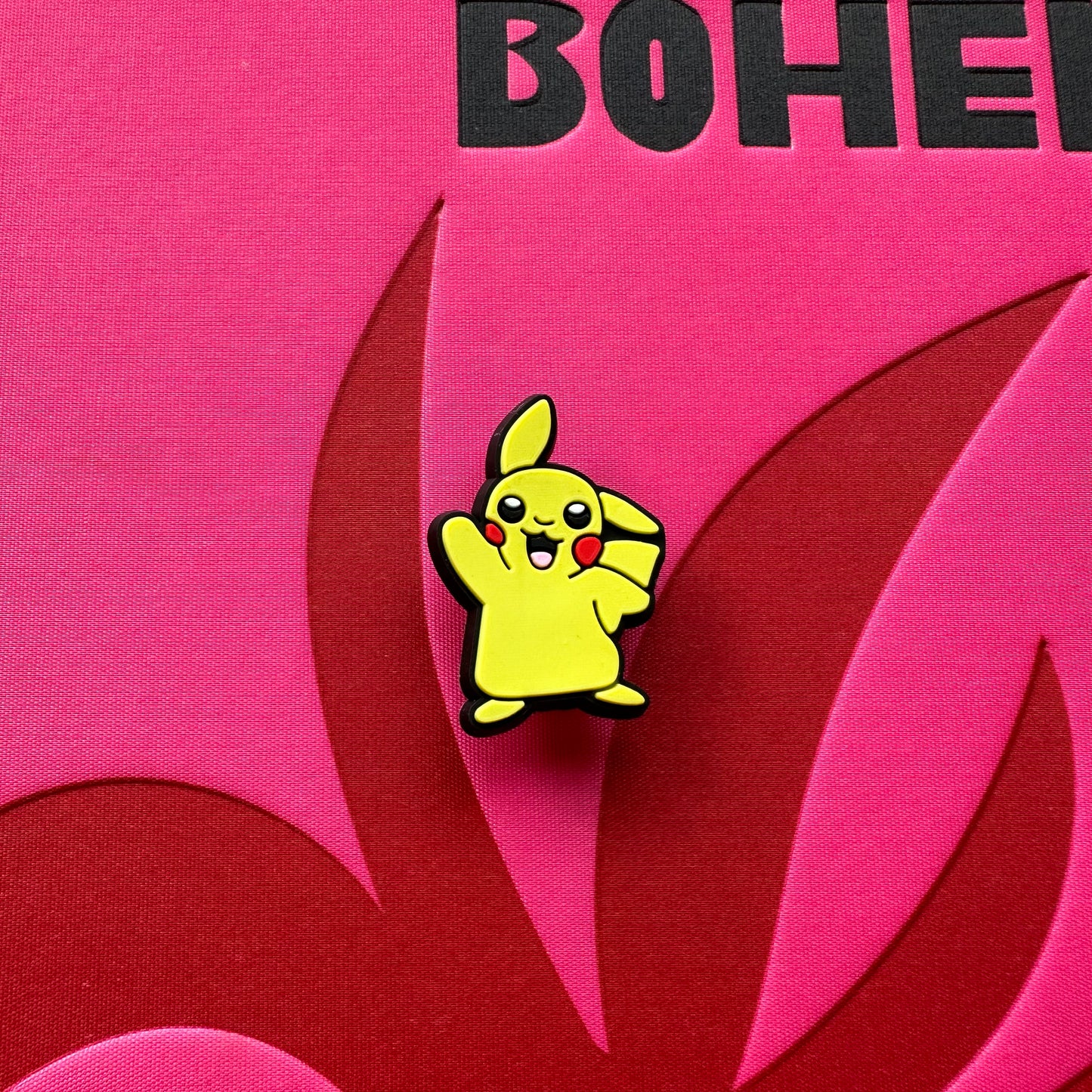 Pikachu Waving Black And Yellow Croc Charm