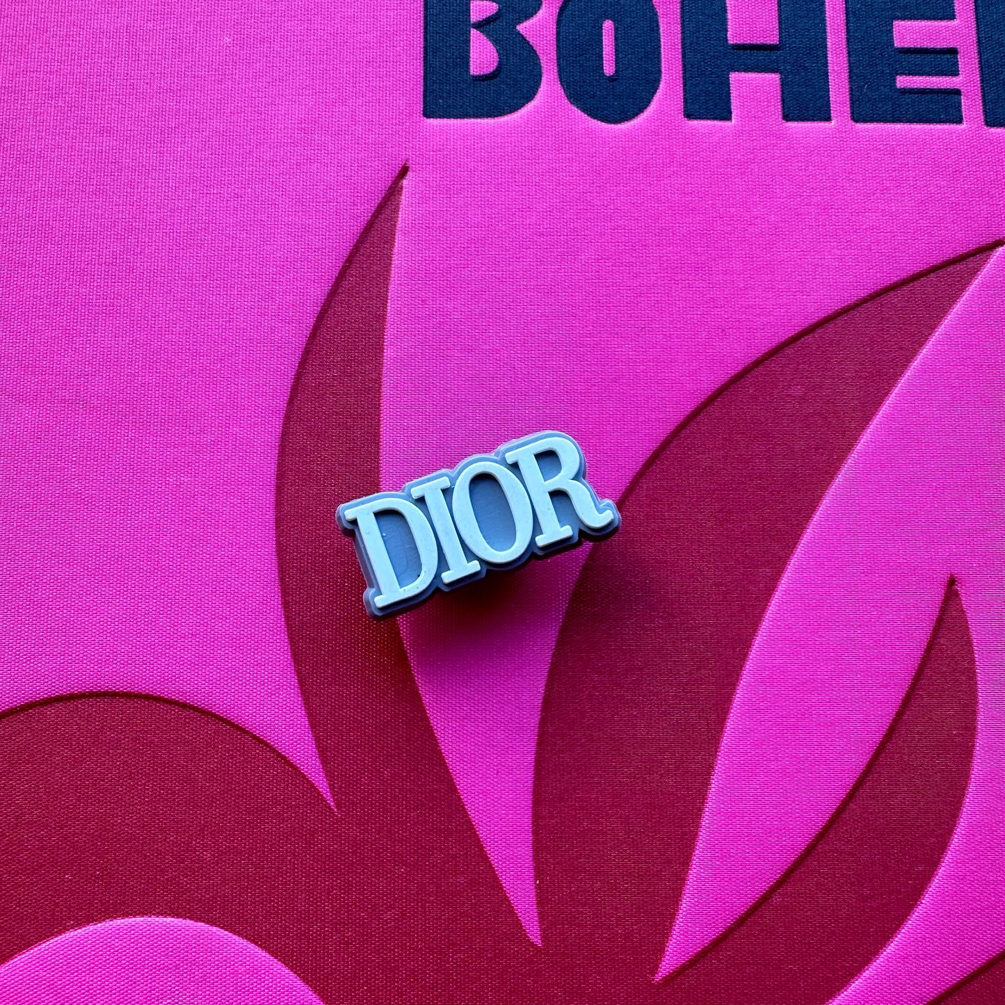 Grey And White Dior Logo Croc Charm