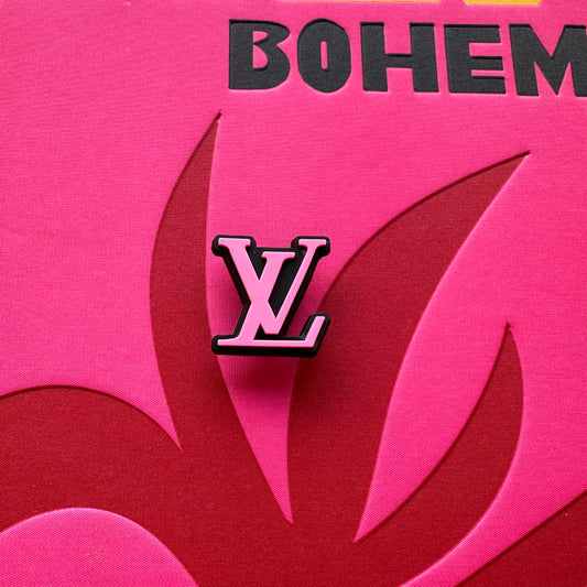 Pink And Black Louis Vuitton Logo Croc Charm