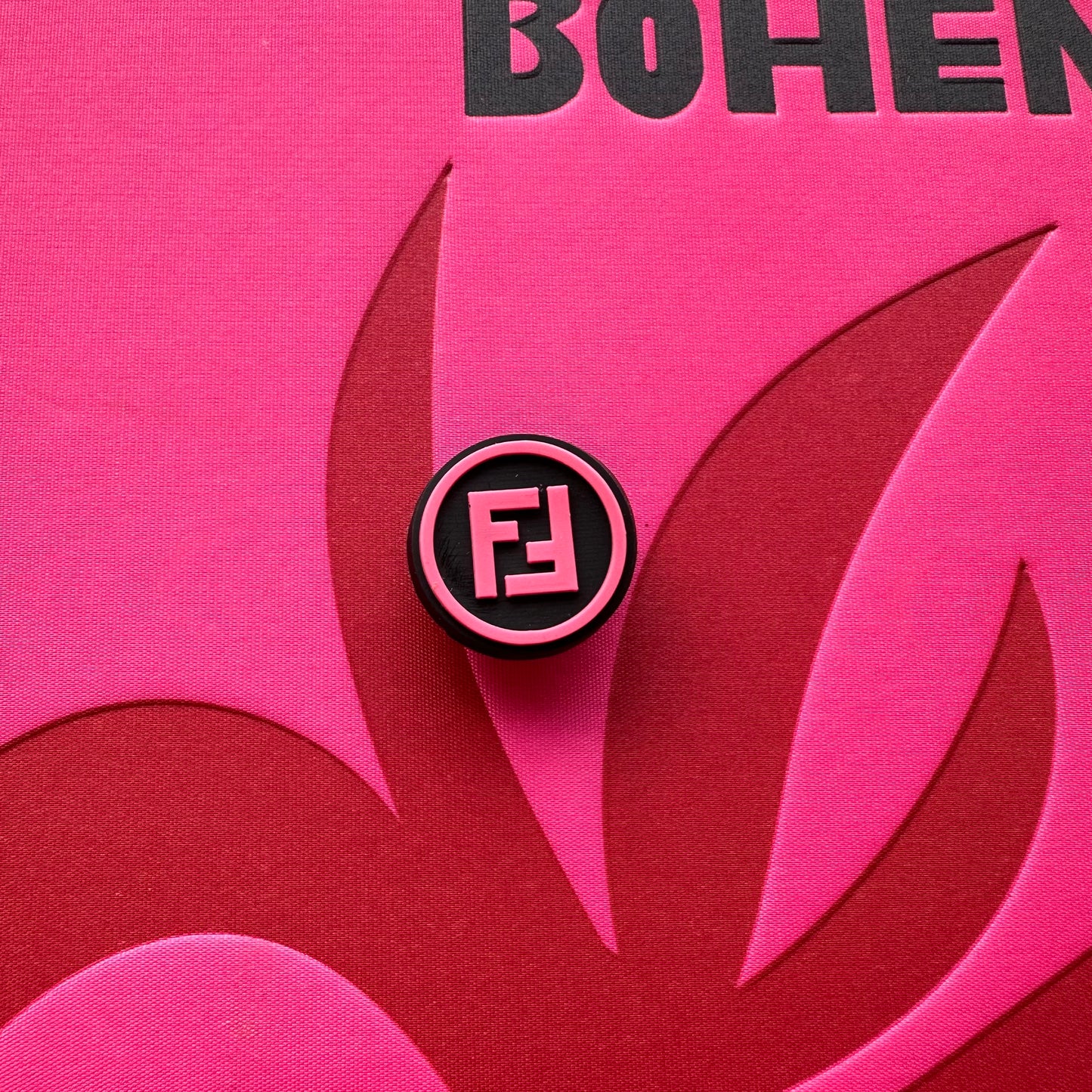 Pink And Black Fendi Circle Logo Croc Charm