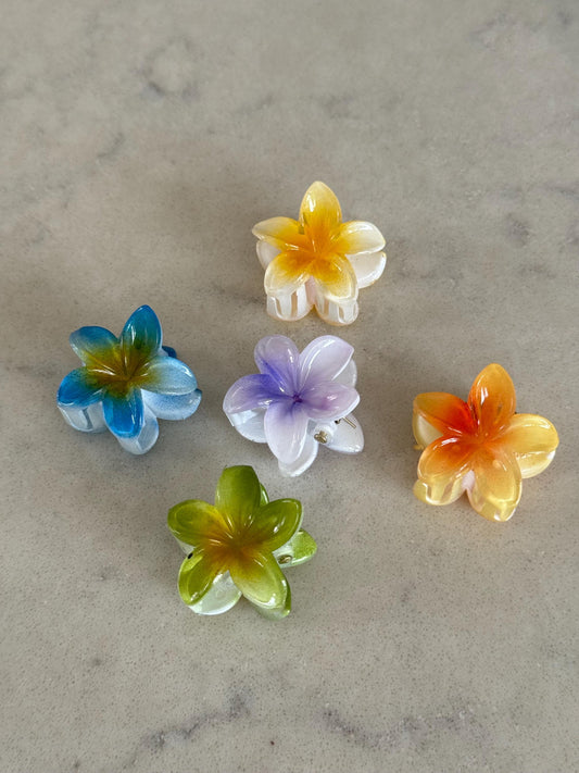 Mini Pastel Hibiscus Claw Hair Clips