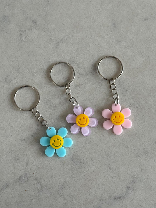 Smiley Flower Face Keyring/Keychain