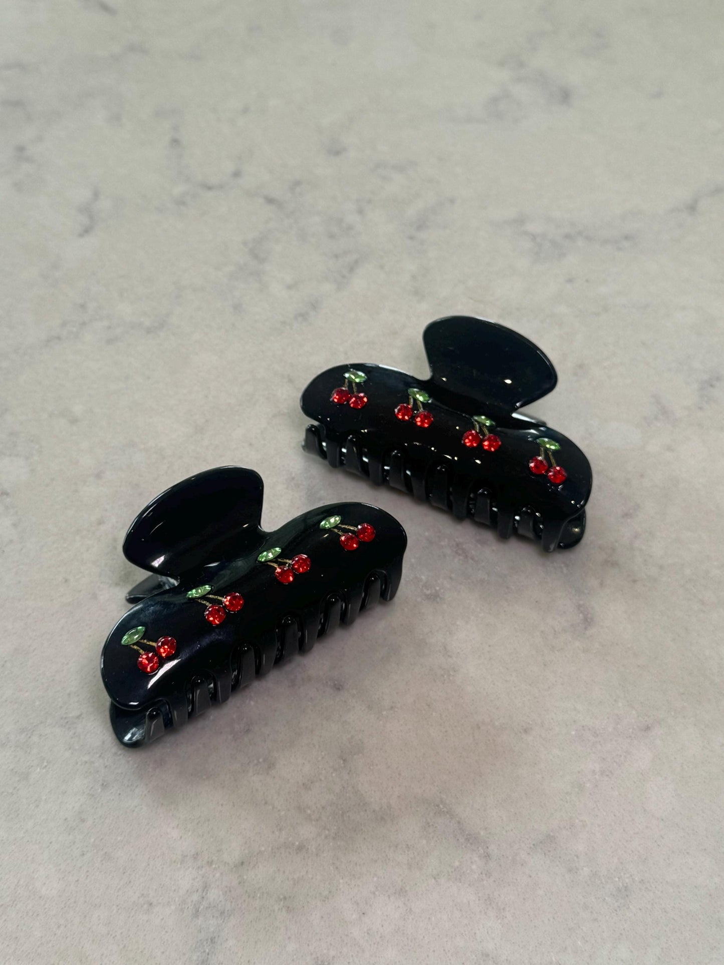 Rhinestone Cherry Hair Claw Clips