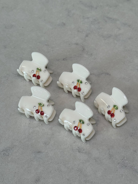 Mini Cherry rhinestone Hair Clips