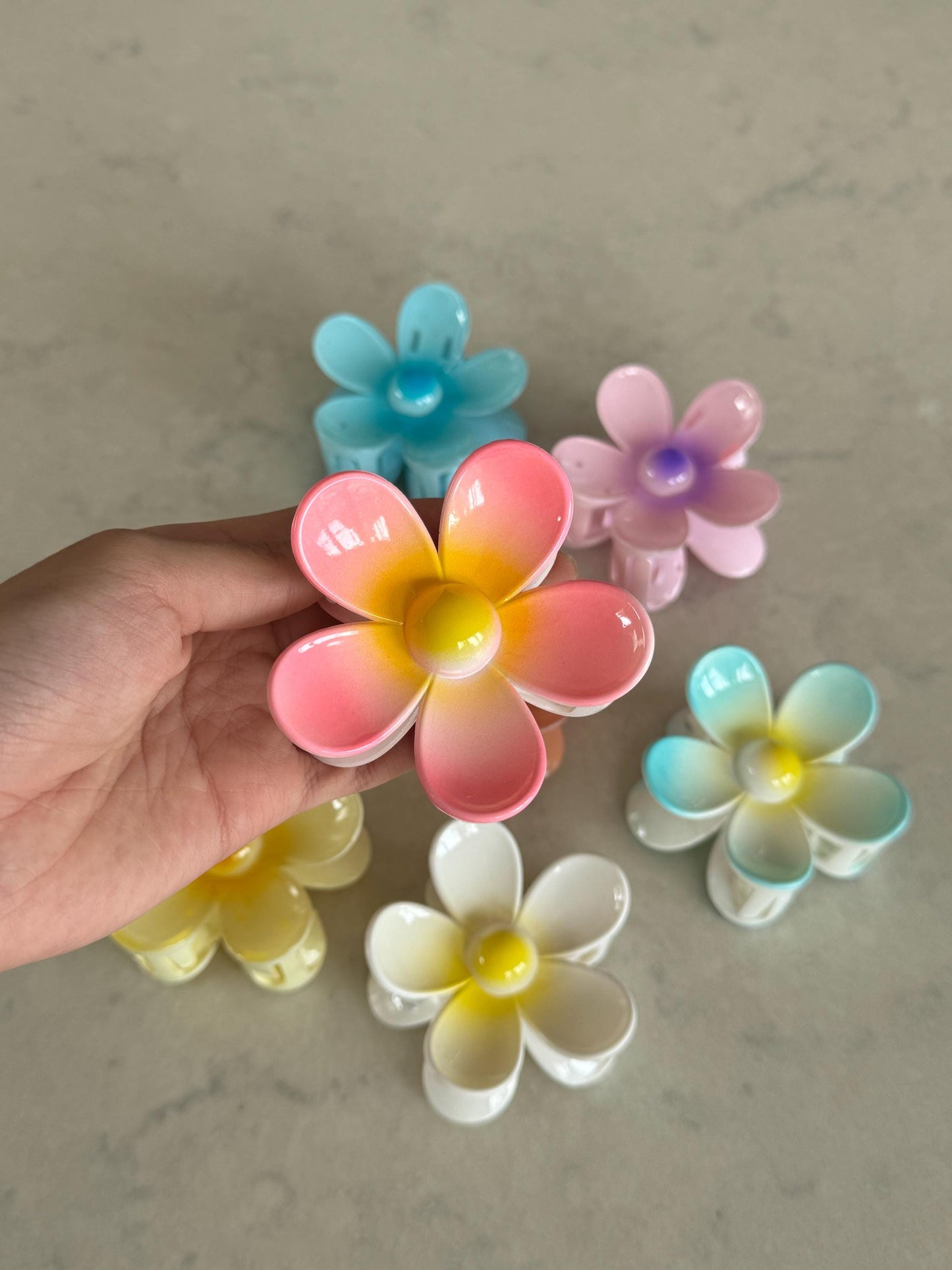 Pastel Flower Claw Hair Clips