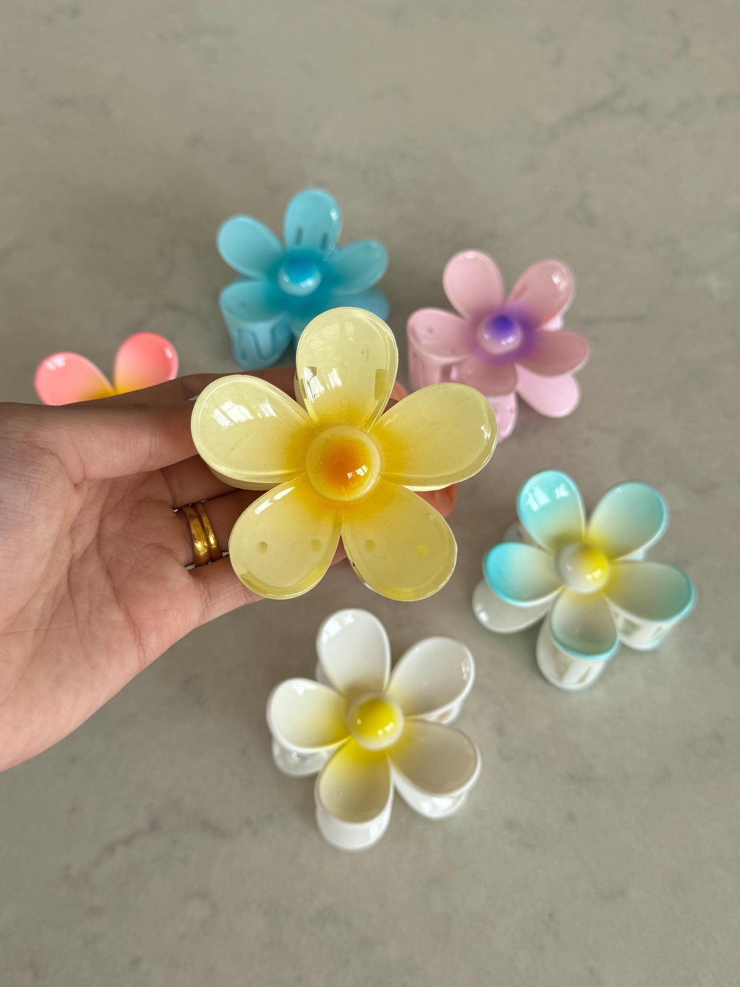 Pastel Flower Claw Hair Clips