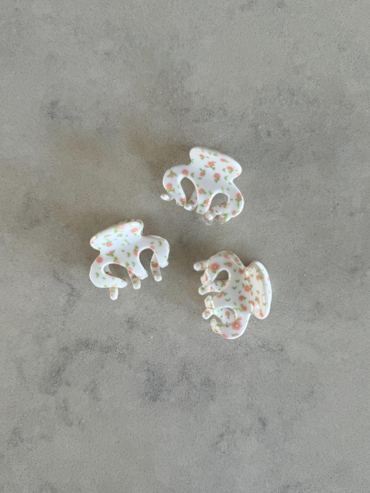 Mini White and Pink Floral Hair Clips