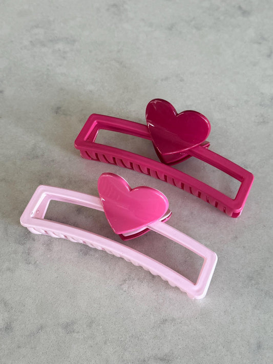 Love Heart Handle Claw Hair Clips