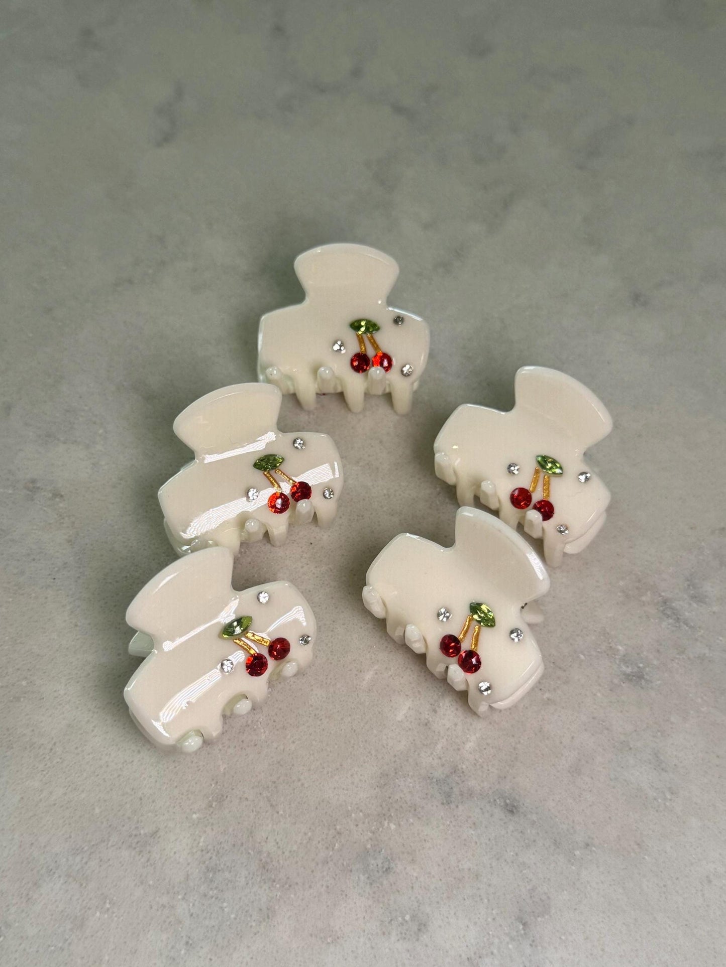 Mini Cherry rhinestone Hair Clips