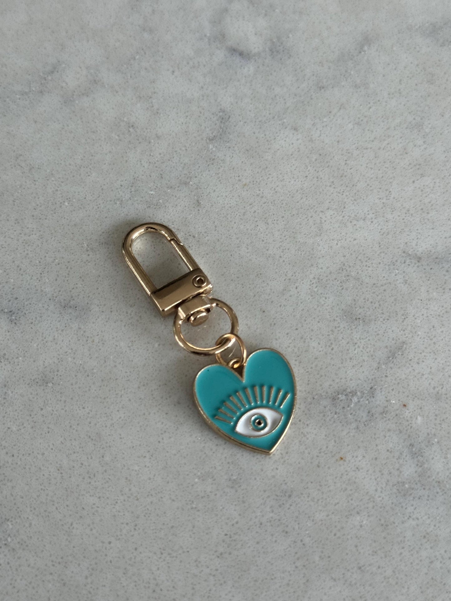 Heart Evil Eye Clip on Keyring