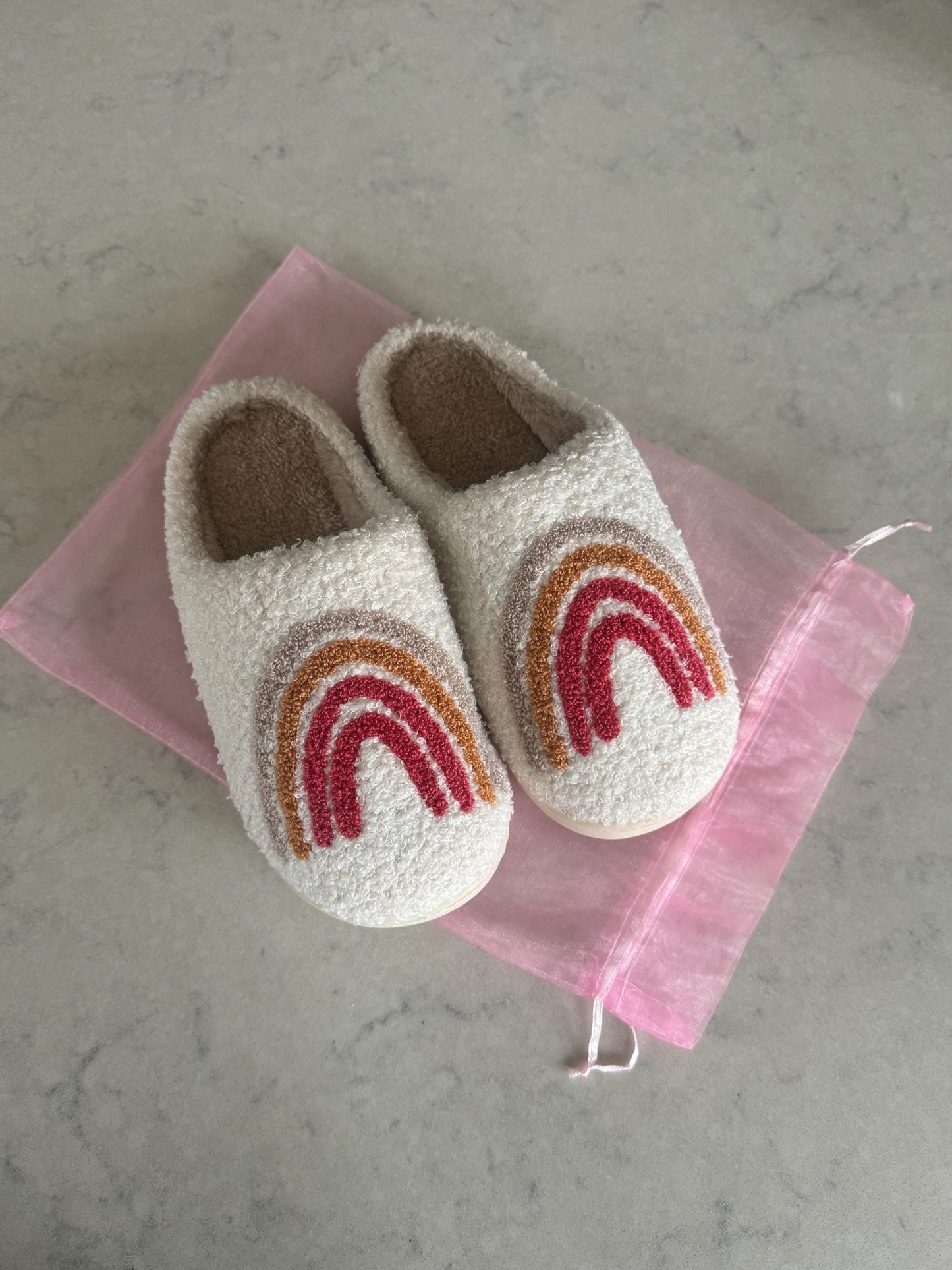 Neutral Red Rainbow Comfy Lounge Slippers