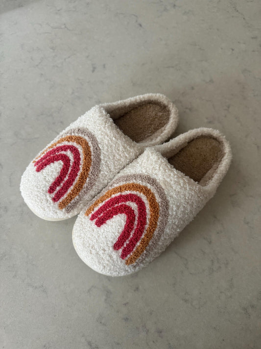 Neutral Red Rainbow Comfy Lounge Slippers