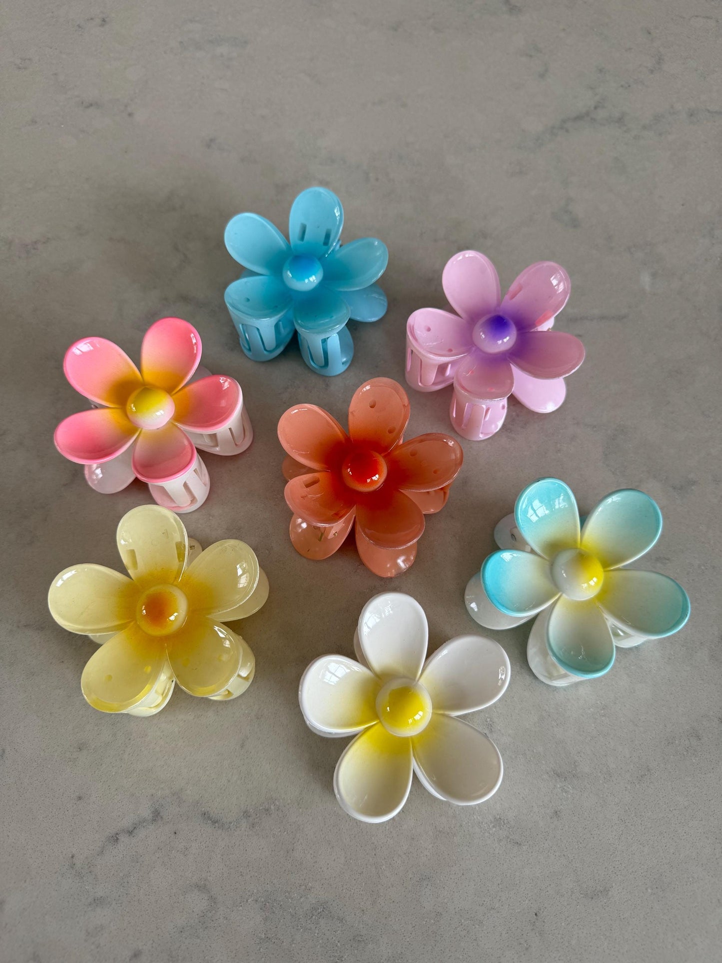 Pastel Flower Claw Hair Clips