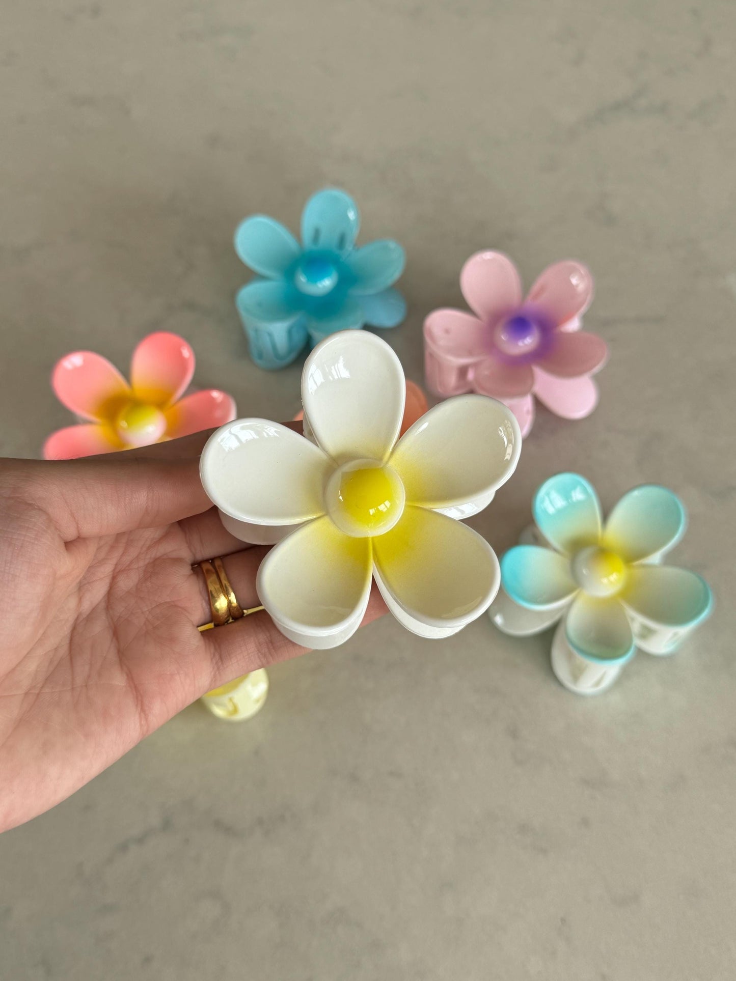 Pastel Flower Claw Hair Clips