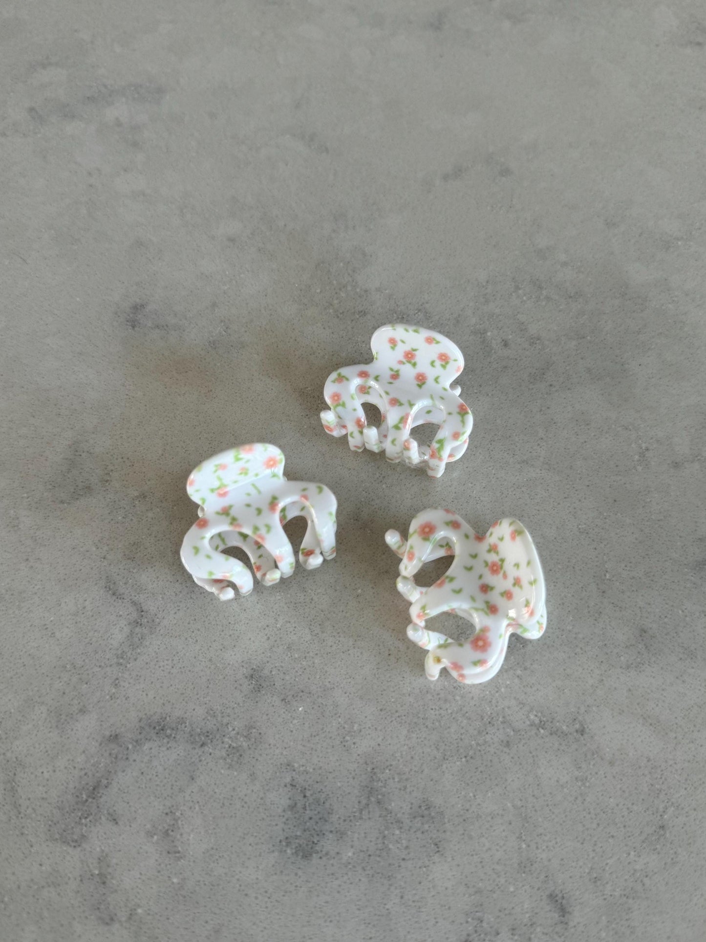 Mini White and Pink Floral Hair Clips