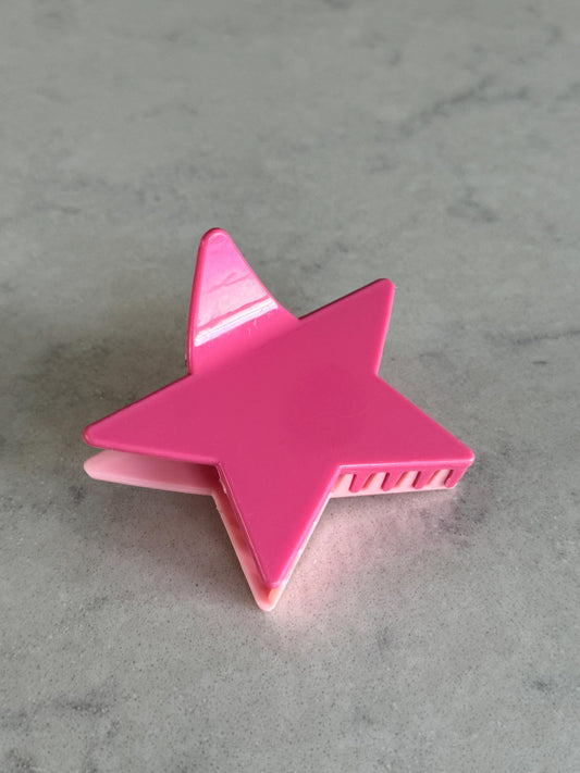 Pink Contrast Star Claw Hair Clip