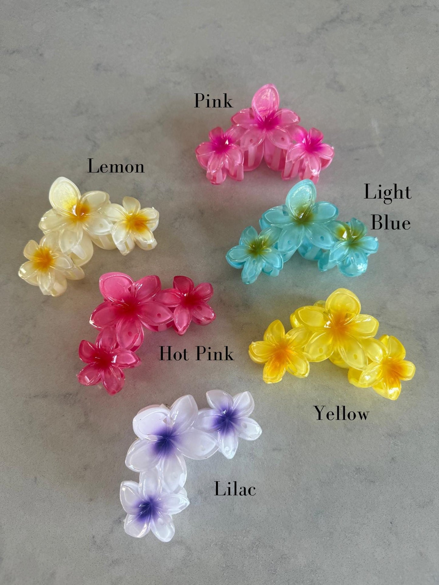 Large Pastel Hibiscus Claw Hair Clips (3pc)