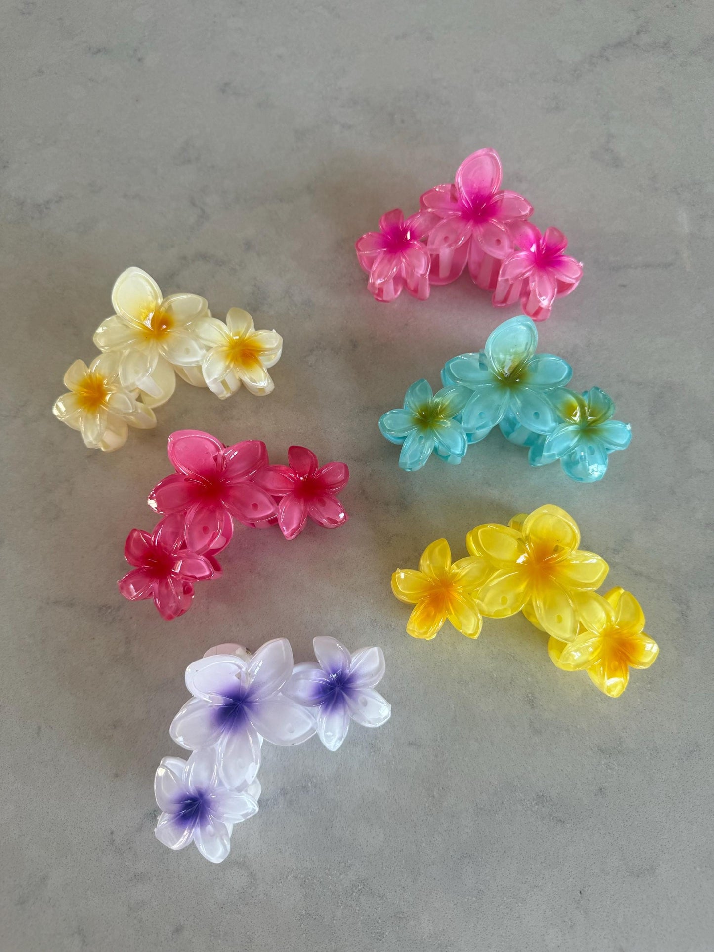 Large Pastel Hibiscus Claw Hair Clips (3pc)