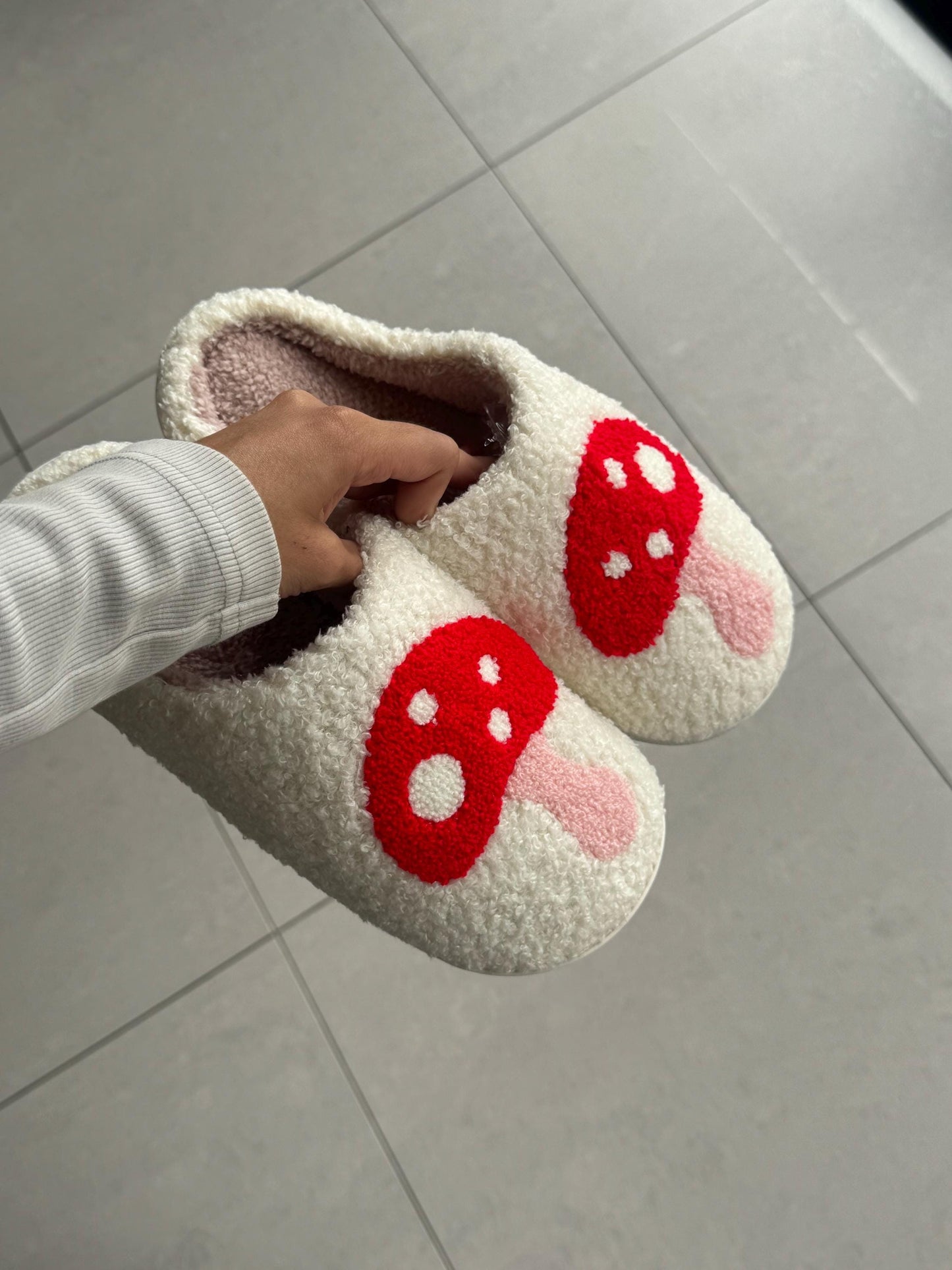 Red Mushroom Plush Lounge Slippers