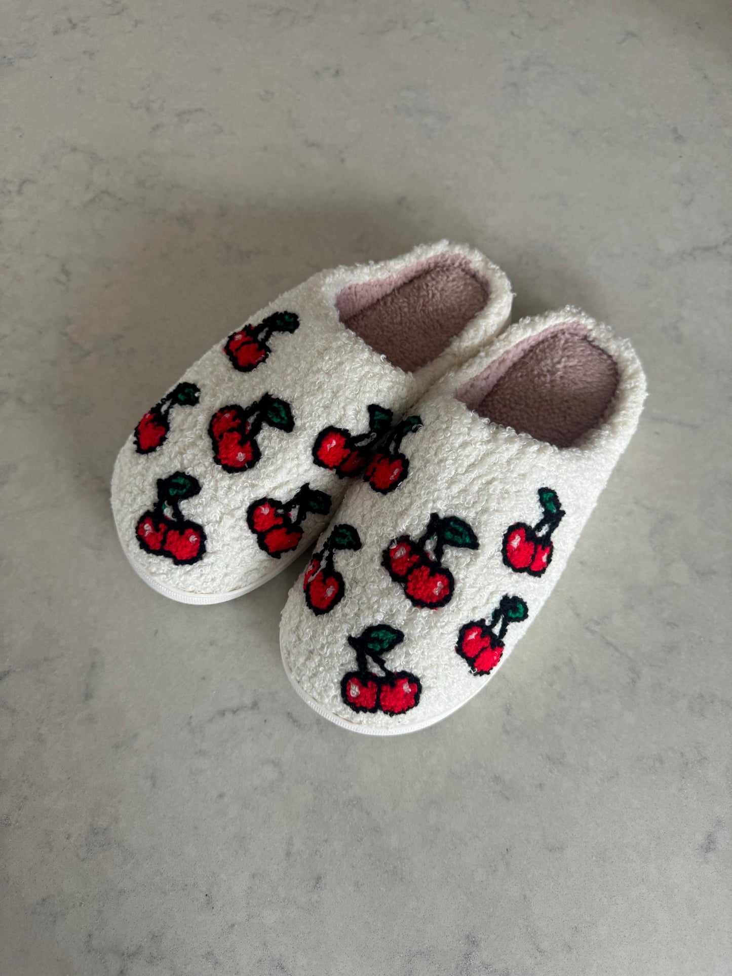 Red Cherry Plush Lounge Slippers