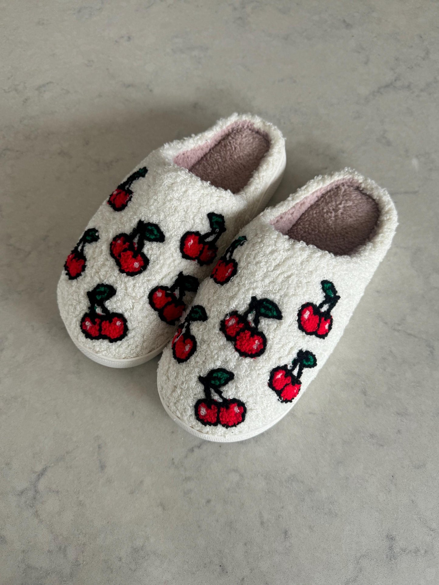 Red Cherry Plush Lounge Slippers