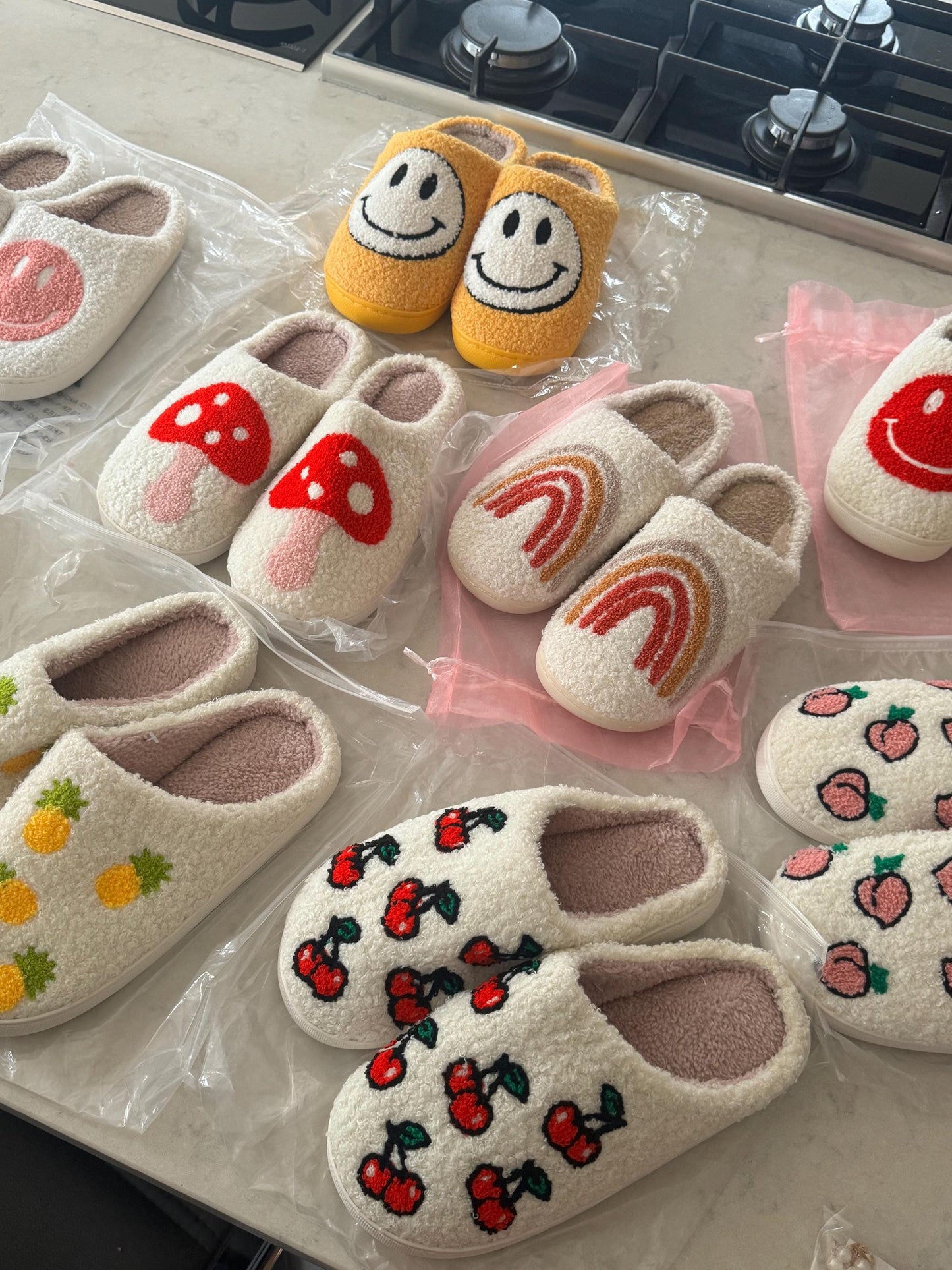 Strawberry Fruit Plush Lounge Slippers