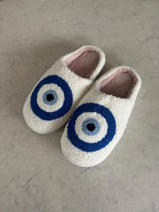 Blue Evil Eye Lounge Slippers