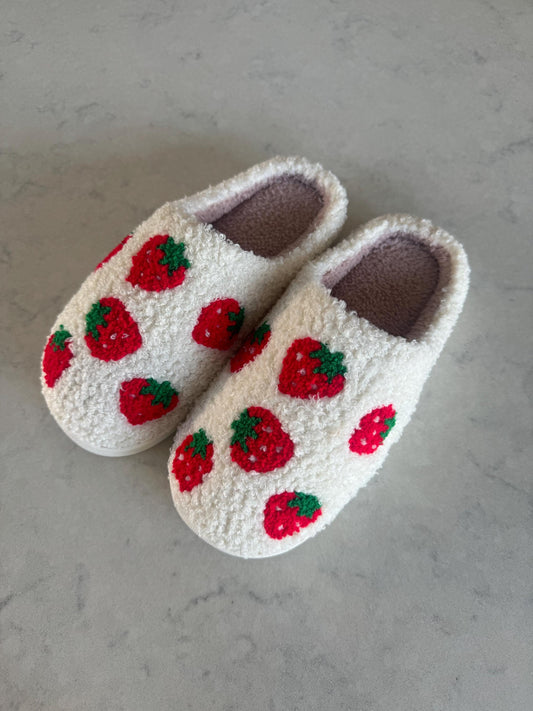 Strawberry Fruit Plush Lounge Slippers